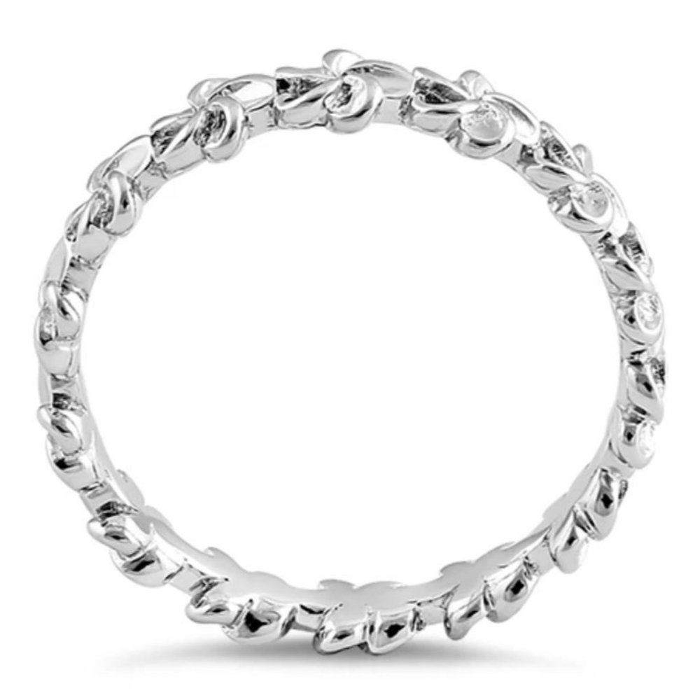 Hawaiian Plumeria Flower Eternity Band Ring 4.2 mm 925 Sterling Silver - Picture 16 of 16